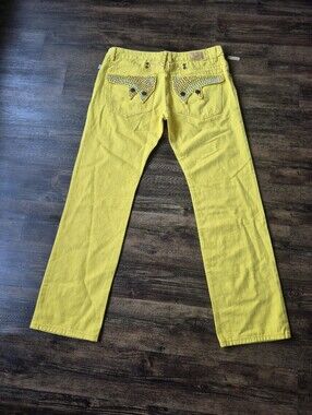 Robin Jeans Motard Yellow Bling Jeans Size 36